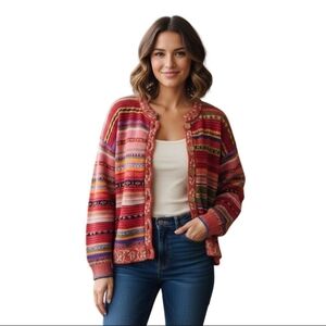 Christine Foley Vintage 90s Stunning Heavy Cotton Cardigan Size 1/S